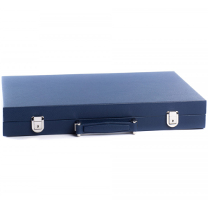 Exclusive backgammon set "Baptiste" made of leather, blue